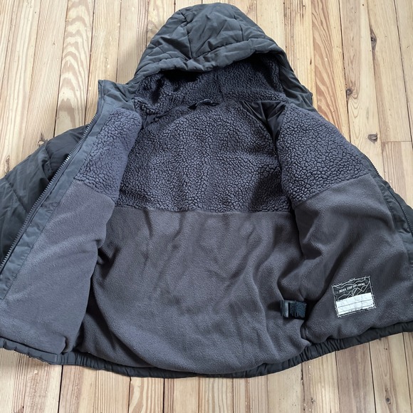 North Face 550 Down fill Puffer winter Jacket Hooded Kids Boys Medium 10 12 Grey - Picture 8 of 10